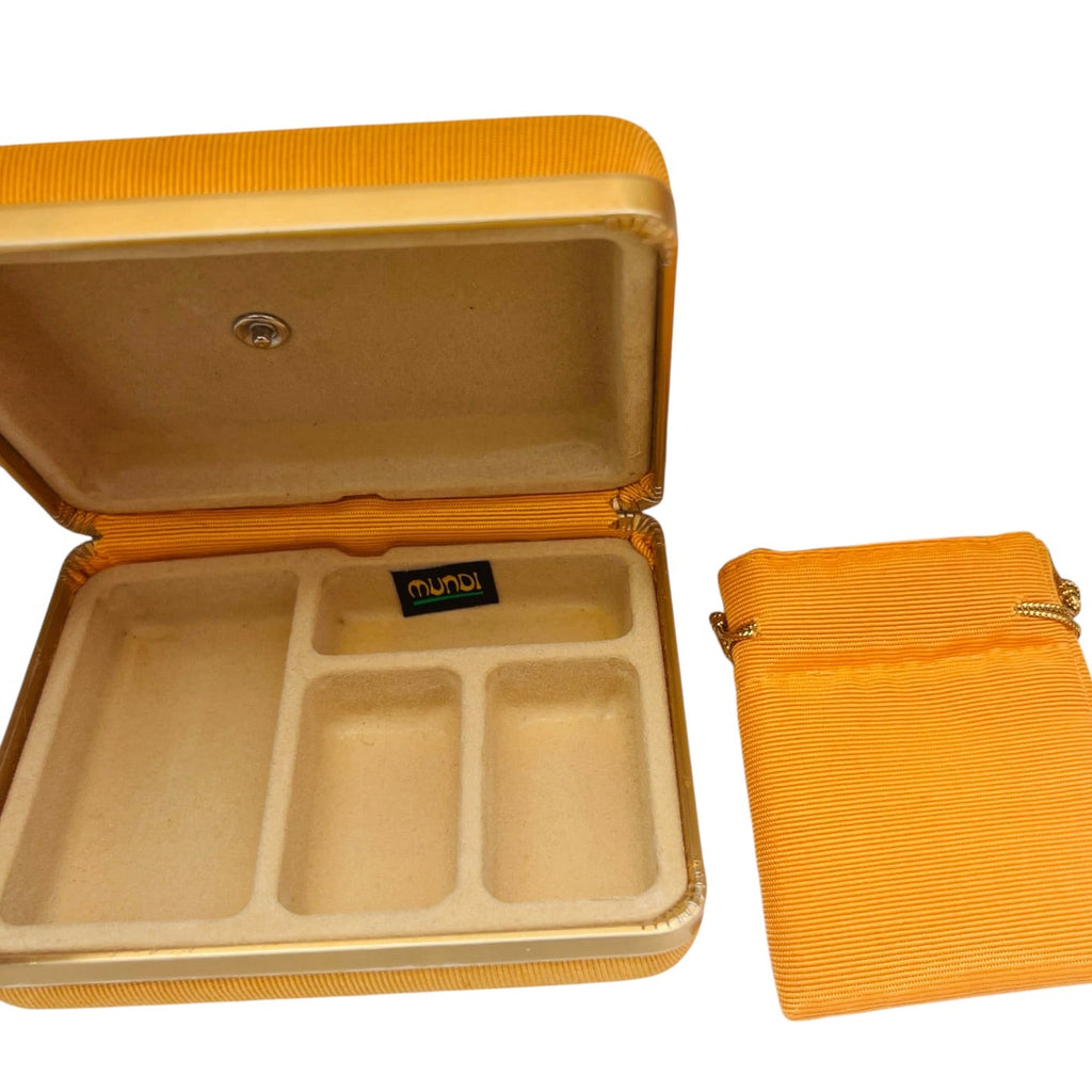 Vintage Mundi Jewelry Clamshell Travel Case With Pouch in Mustard Yellow