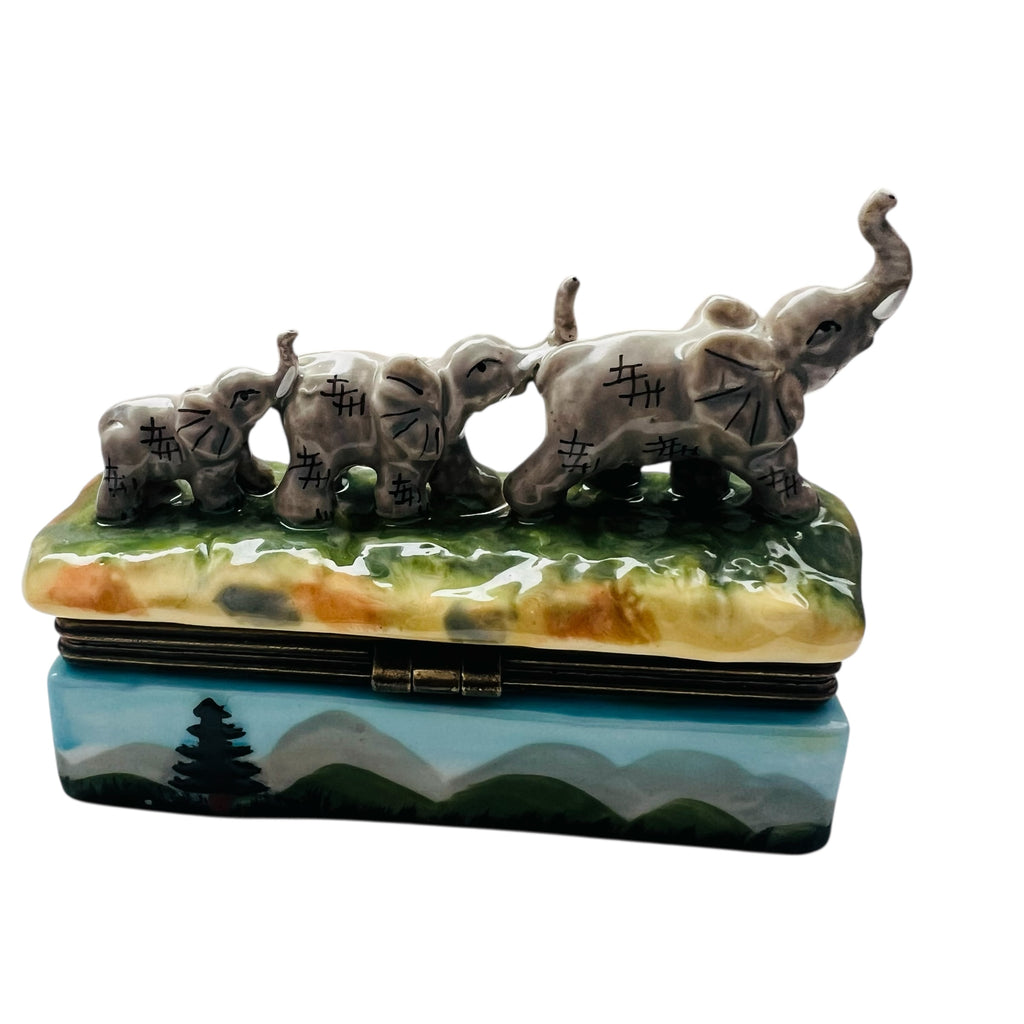 Vintage Elephant Figurine Trinket Box