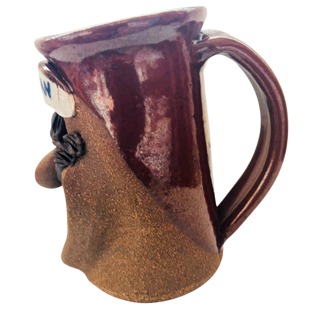 Vintage Mark Hines Ugly Funny Face Fisherman Pottery Art Stoneware Mug