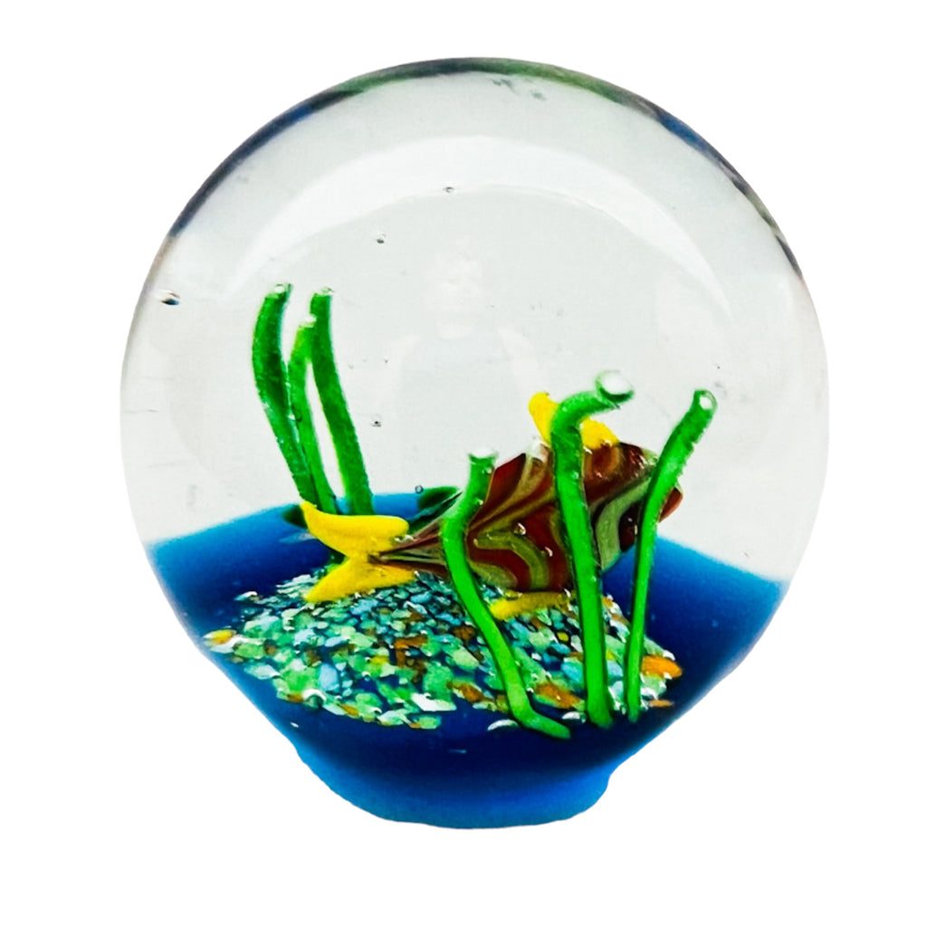 Vintage Art Glass Tropical Fish Underwater Paperweight