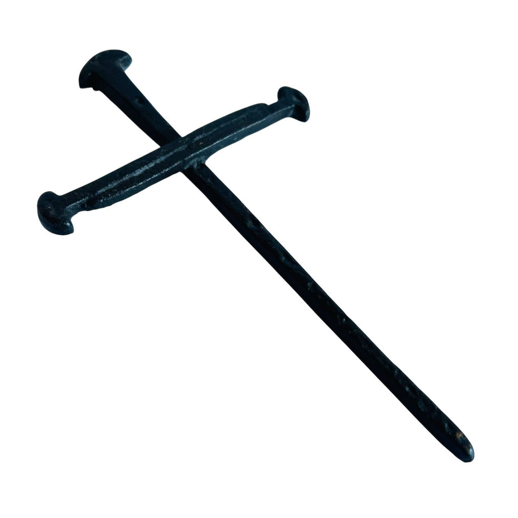 Vintage Cross Of Nails Rustic Metal Wall Hanging