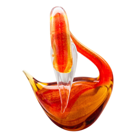 Vintage Murano Art Glass Red & Amber Swan Sculpture
