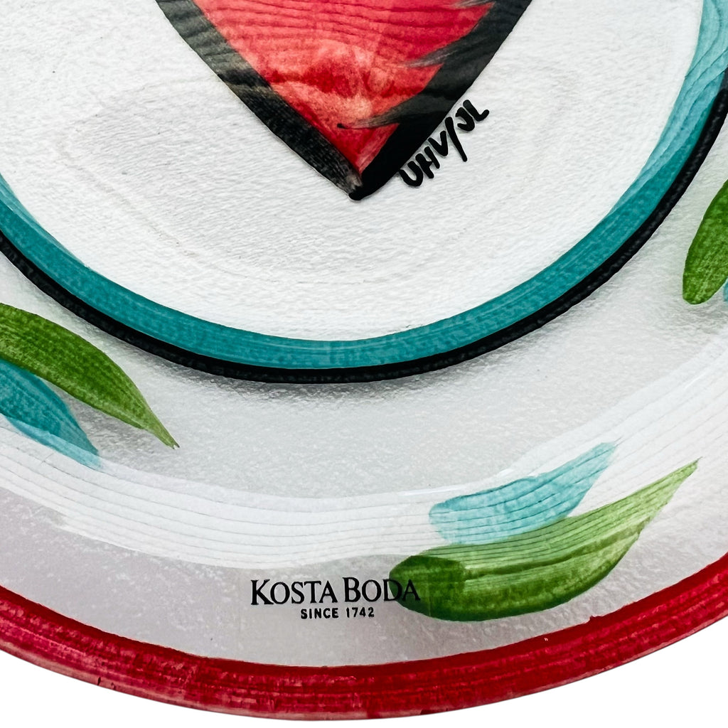 Kosta Boda Glass Heart Ulrica Hydman-Vallien Hand Painted Plate