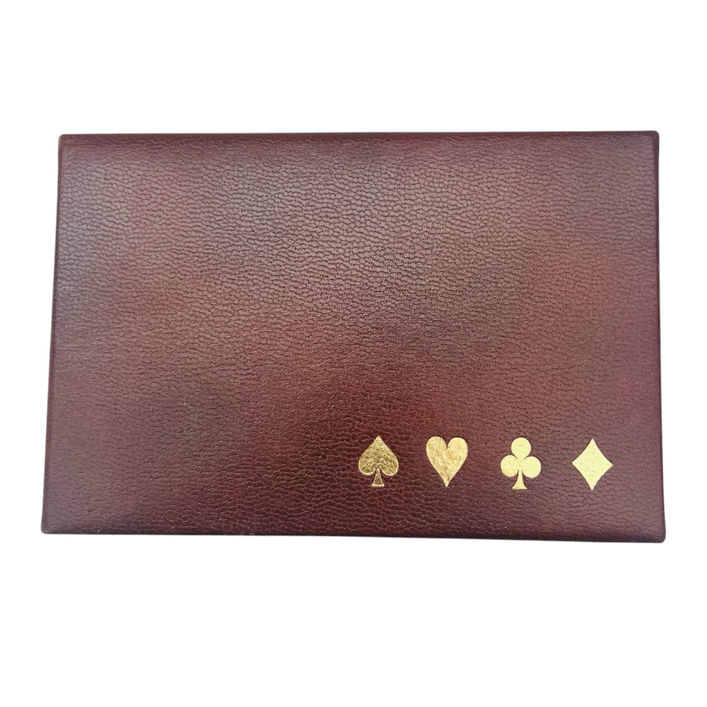 Vintage Embossed Leather Case Congress Playing Cards Hinged Box