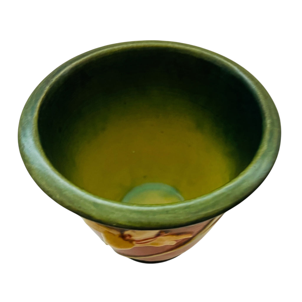 Vintage Roseville Zephyr Lily Brown Art Pottery Flower Pot