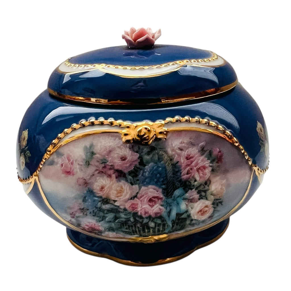 Ardleigh Elliott Lena Liu's Basket Bouquet Porcelain Music Box with Lid