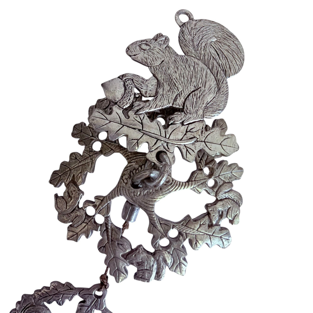 Vintage Pewter Metal Squirrel Wind Chime