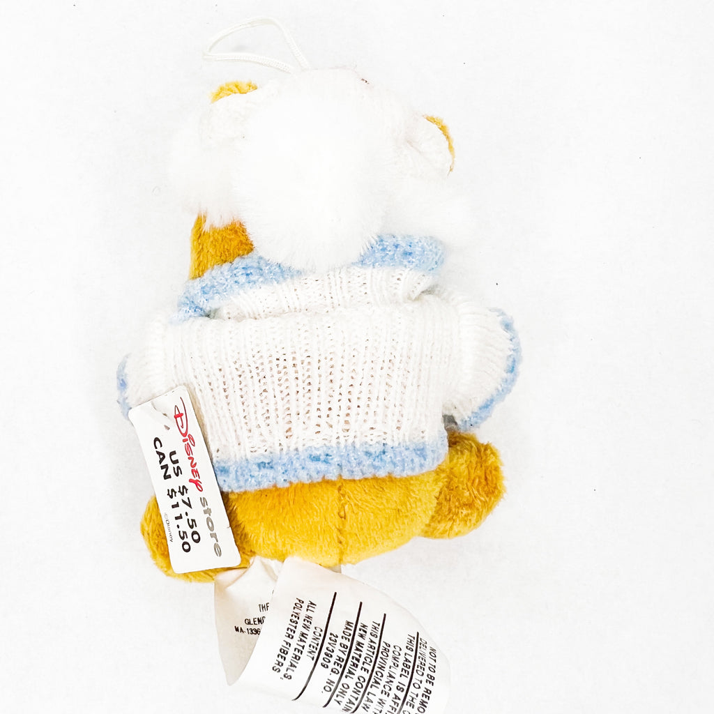 Disney Store Winnie the Pooh in Blue & White Sweater and Hat Mini Plush