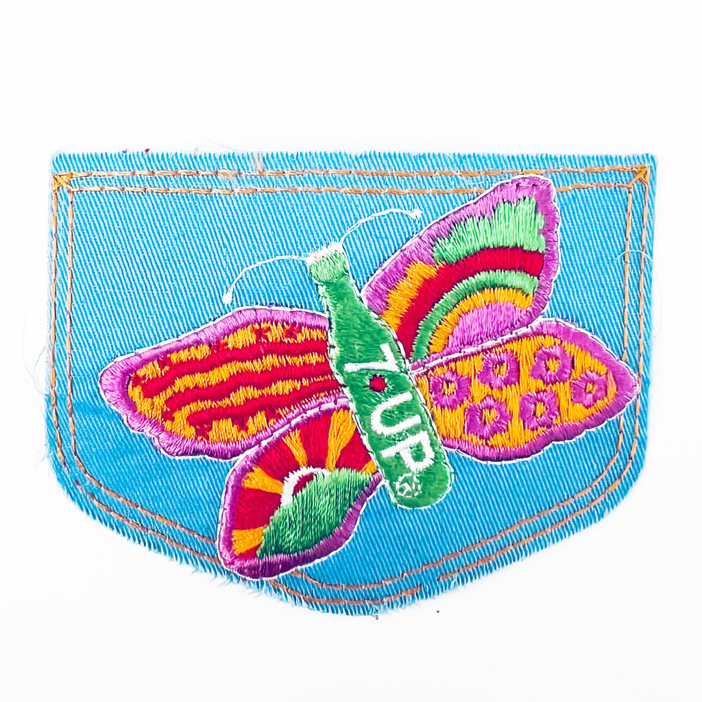 Vintage 7UP Butterfly Embroidered Patch