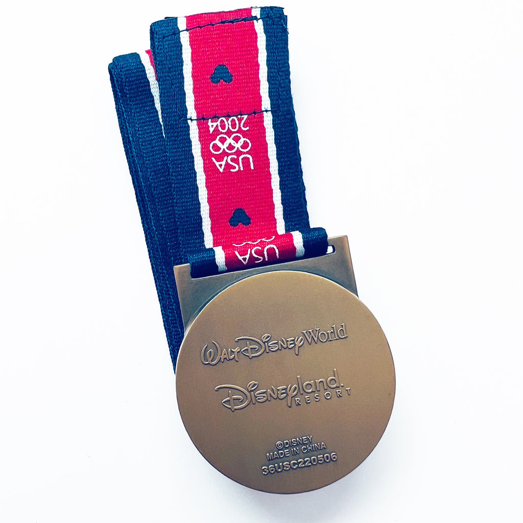 Disney Mickey USA 2004 Celebrating Olympic Games Gold Logo Medal Lanyard