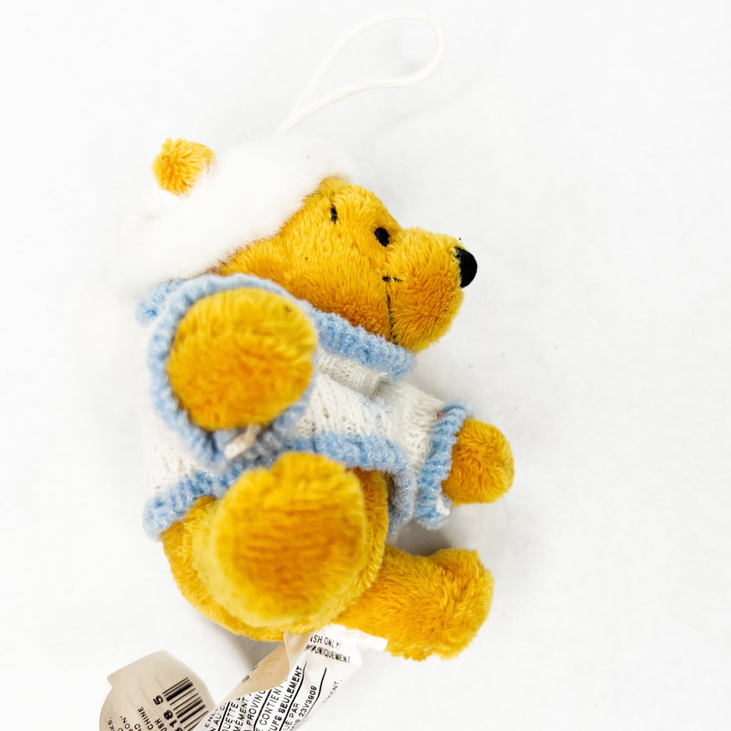 Disney Store Winnie the Pooh in Blue & White Sweater and Hat Mini Plush