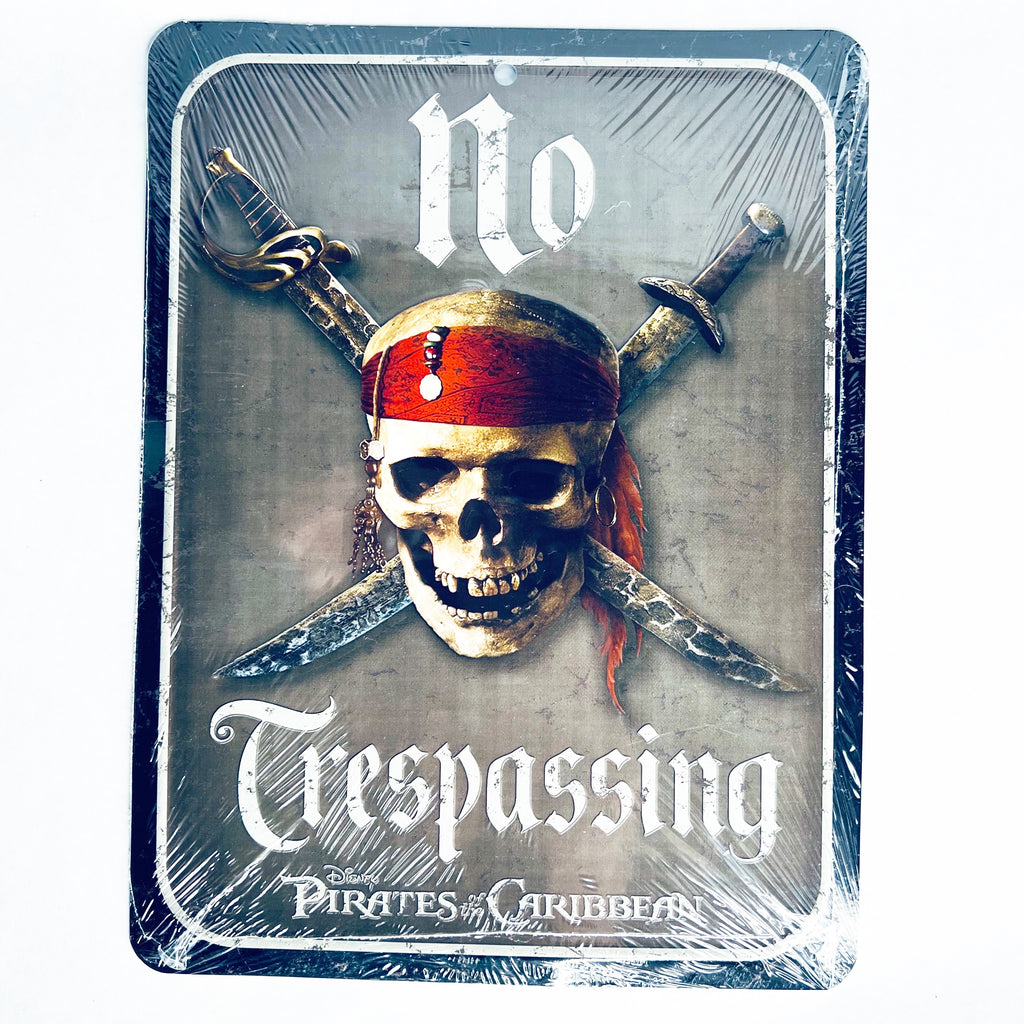 Disneys Pirates of the Caribbean No Trespassing Disneyland Tin Sign