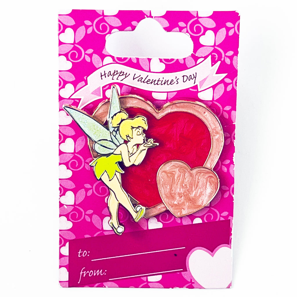 Disney Tinker Bell Blowing Kisses Two Pink Hearts Valentine's Day First Release Pin