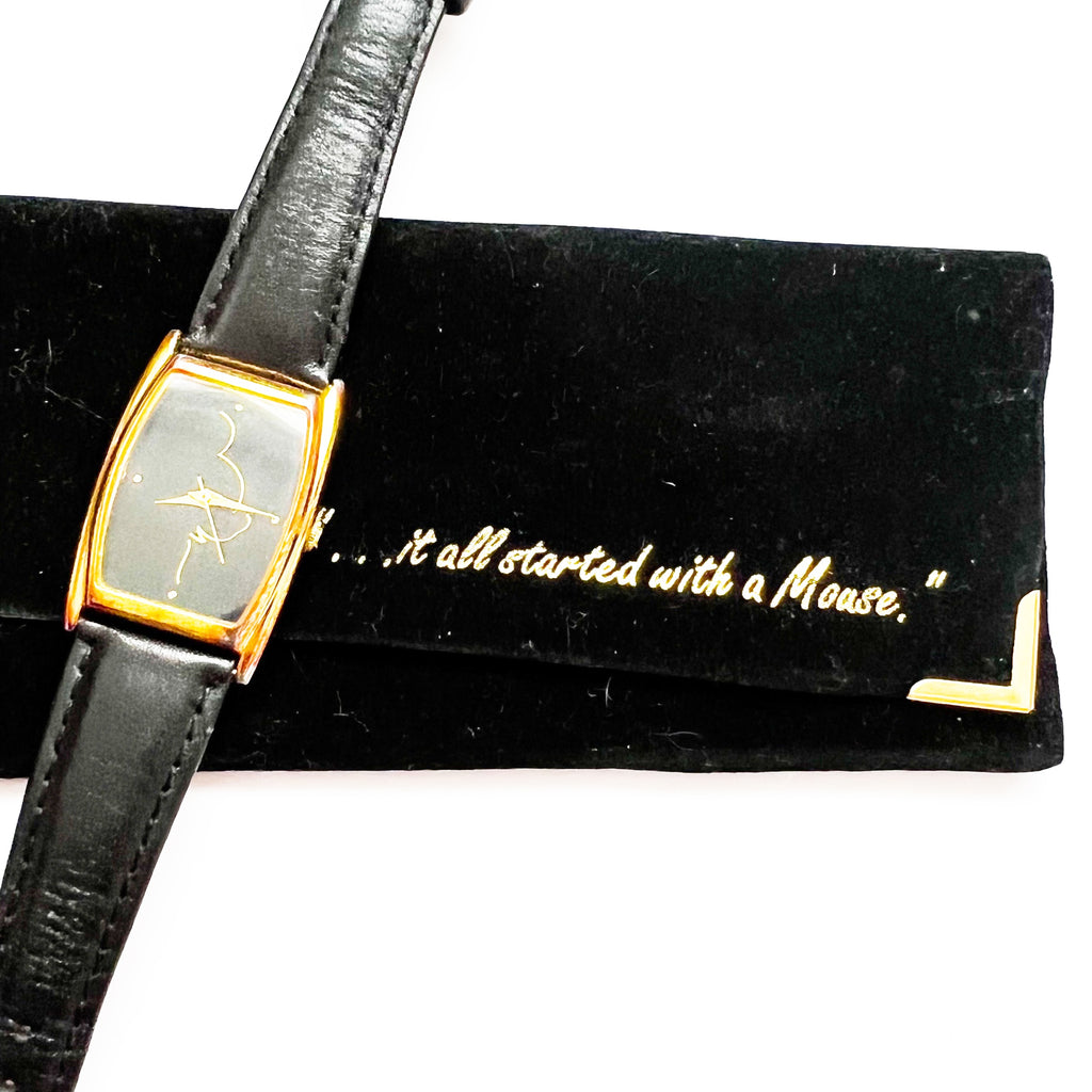 Disneyland Resort Cast Member CMO Mickey Mouse Gold and Black Genuine Leather Watch