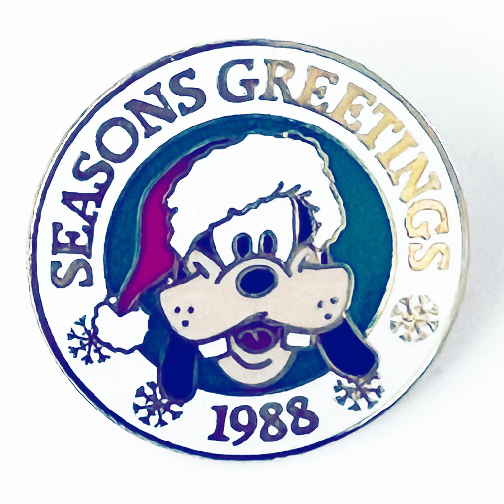 Vintage Disney Cast Member Season's Greetings 1988 Goofy Christmas Holiday Pin