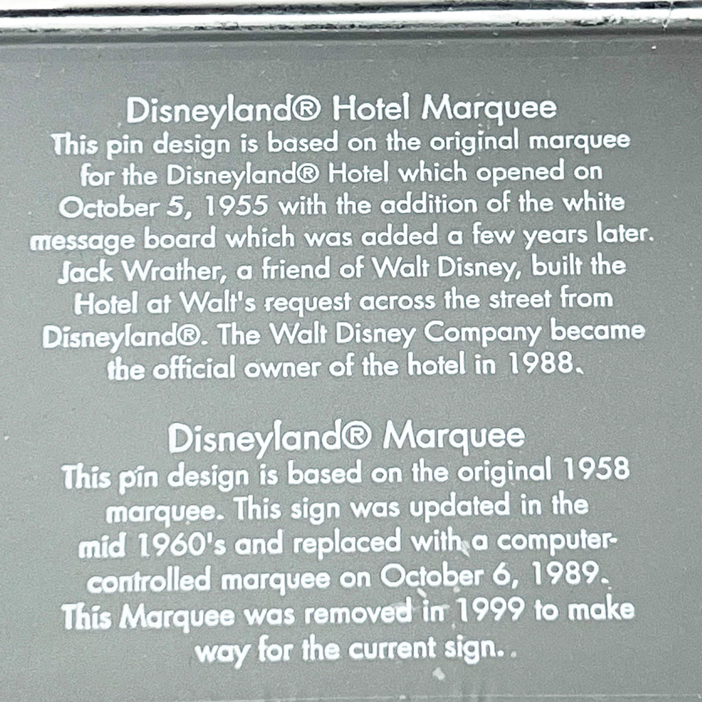 Disney DLR Cast Exclusive Disneyland Marquee & Hotel Sign LE 2 Pin Set