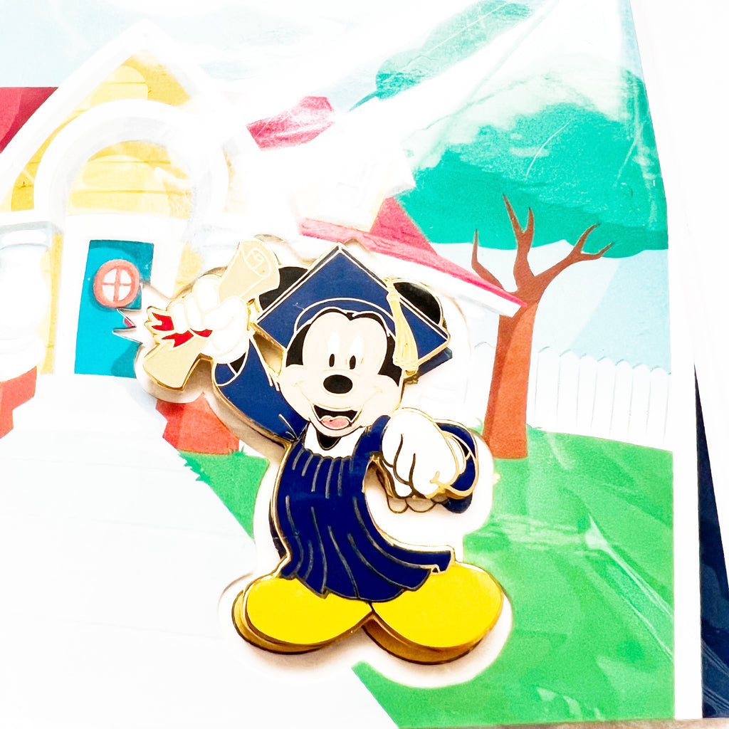 Disney Congratulations Graduate Mickey Mouse Grad Cast Greeting Card & Pin Set