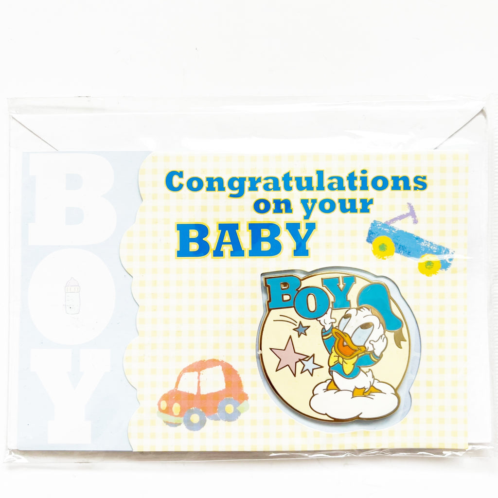 Disney Cast Exclusive Baby Boy Congratulations Donald Duck Disney Card & Pin Set
