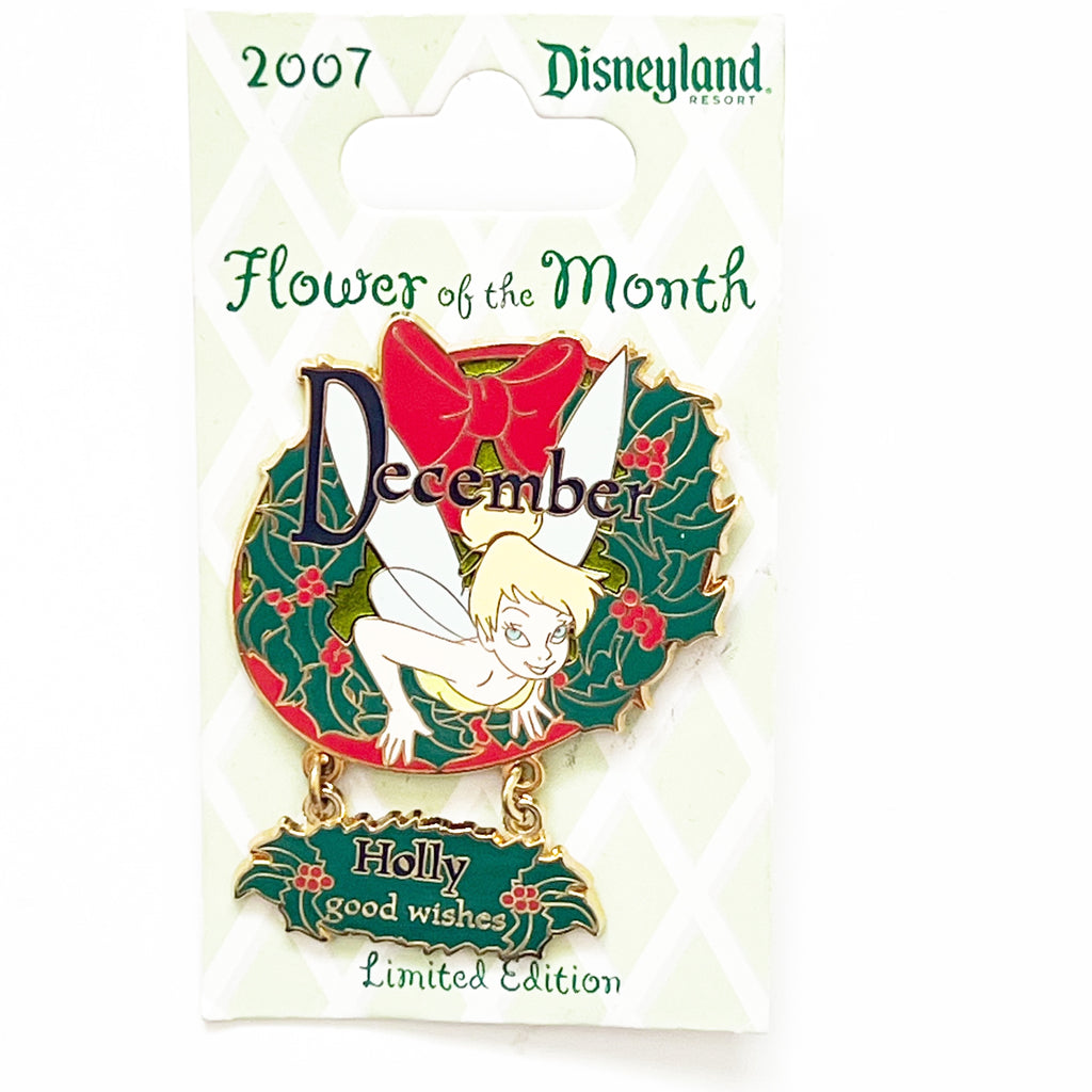 Disney Tinker Bell Flower December 2007 Holly Good Wishes Limited Edition 1000 Pin