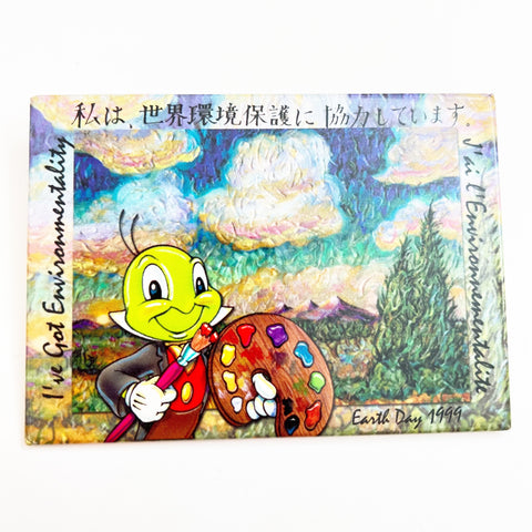 Vintage 1999 Disney Earth Day Jiminy Cricket Pinback Button