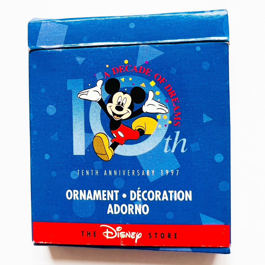 Disney 1997 Disney Store 10th Anniversary Porcelain Disk Christmas Ornament