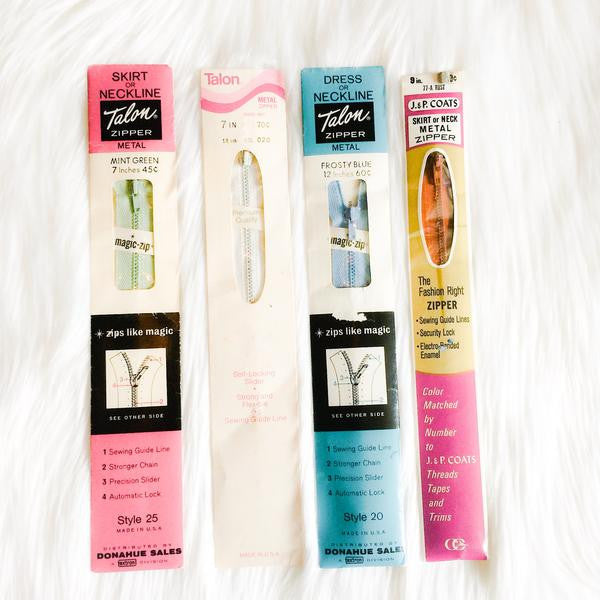 Vintage Metal Zippers Talon/J. & P. Coats