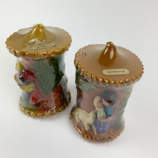 Vintage Germany Gunter Kerzen German Carved Handbemalt Hand Painted Candle