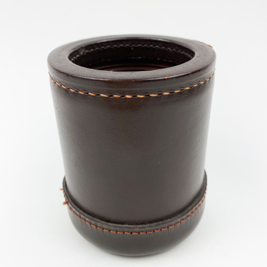Vintage Leather Dice Cup Holder Ribbed Interior Grip Stitched
