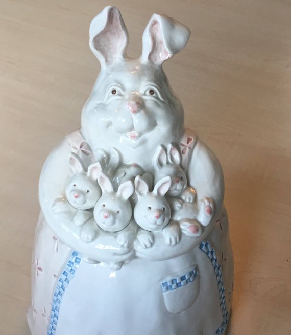 Vintage Fitz & Floyd Mother Rabbit Cookie Jar