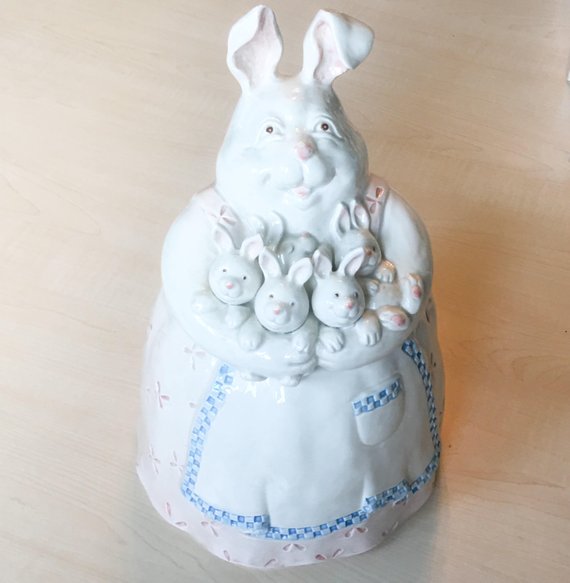 Vintage Fitz & Floyd Mother Rabbit Cookie Jar