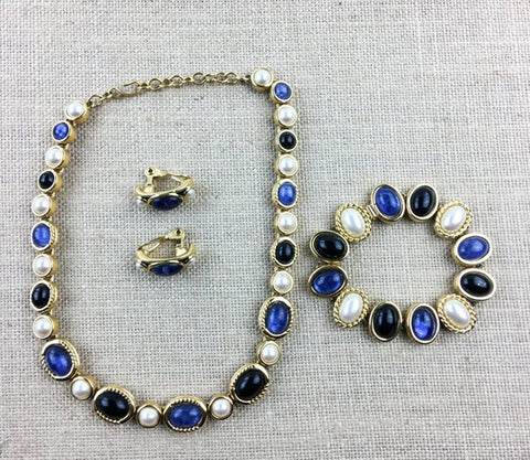 Vintage Necklace Clip On Earrings Bracelet Set