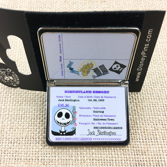 Disney Pin DLR Disneyland Resort Passport Jack Skellington Silver Metal Hinged