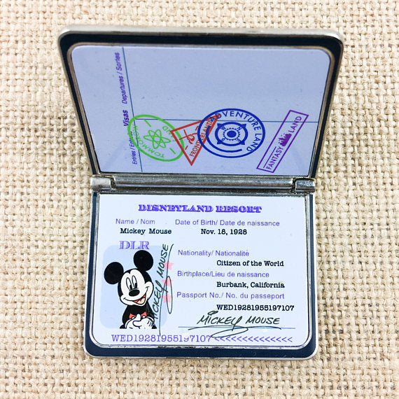 Disney Pin DLR Disneyland Resort Passport Mickey Silver Metal Hinged