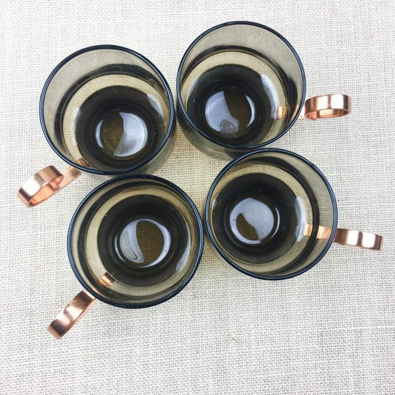 Vintage BEUCLER LTD Cobraz Copper and Brass Glass Drinking Cups