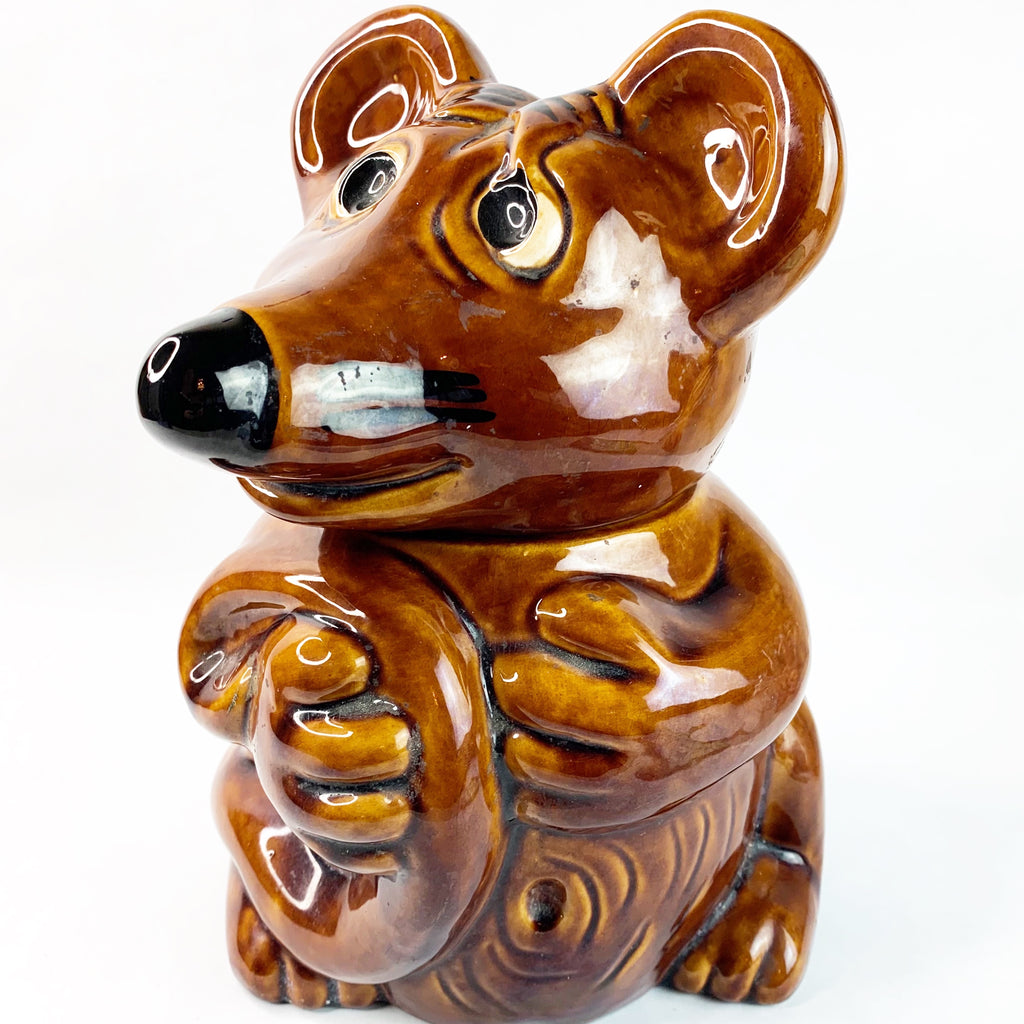Vintage Mouse Rat Ceramic Cookie Jar