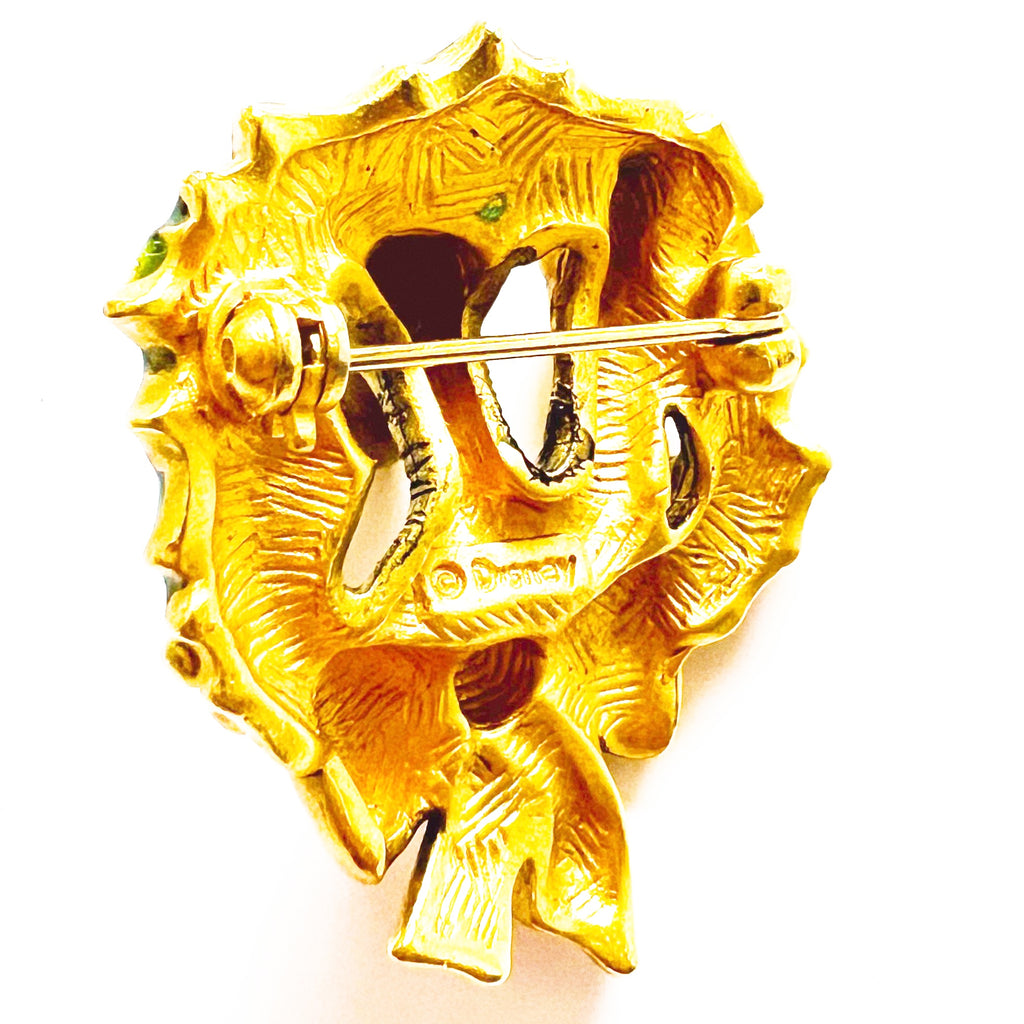 Disney Christmas Wreath Gold Tone Green Enamel Tigger Brooch Pin