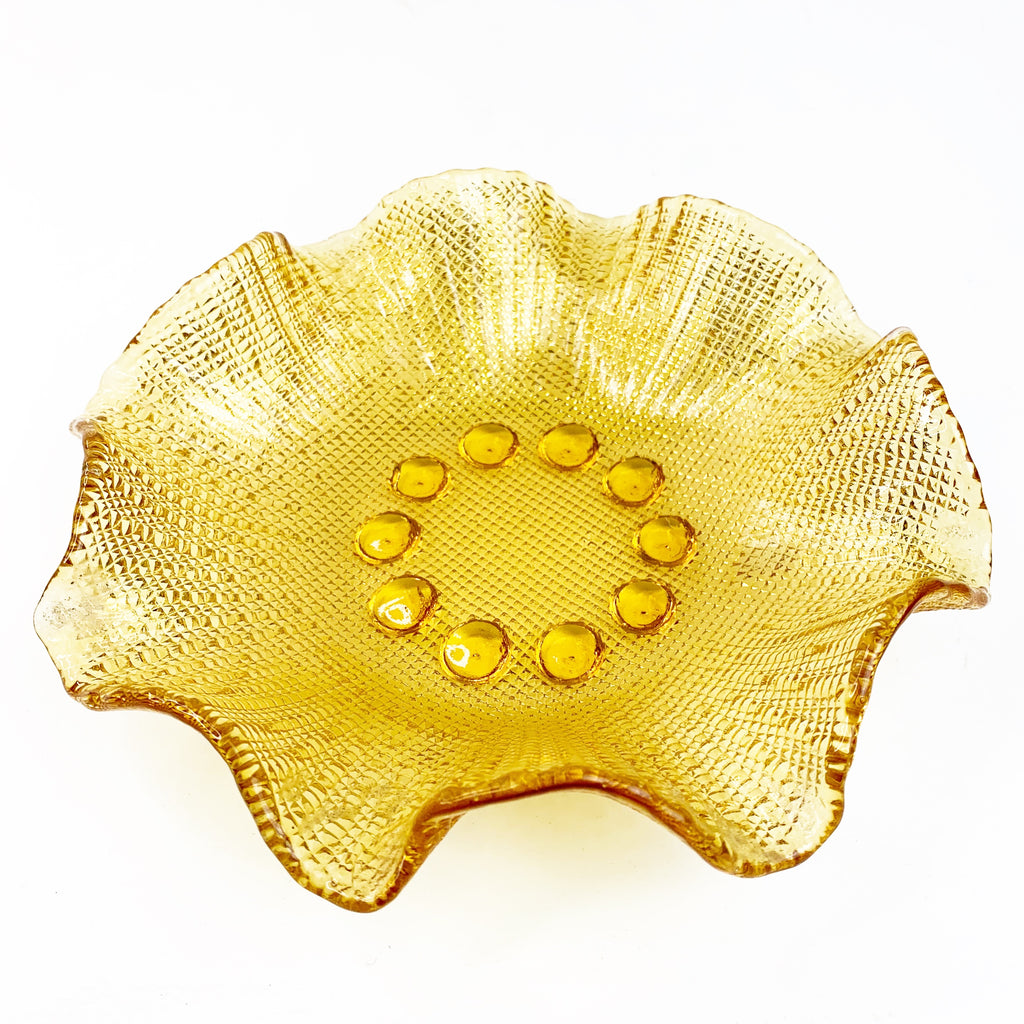 Vintage Depression Glass Amber Candy Bowl Dish