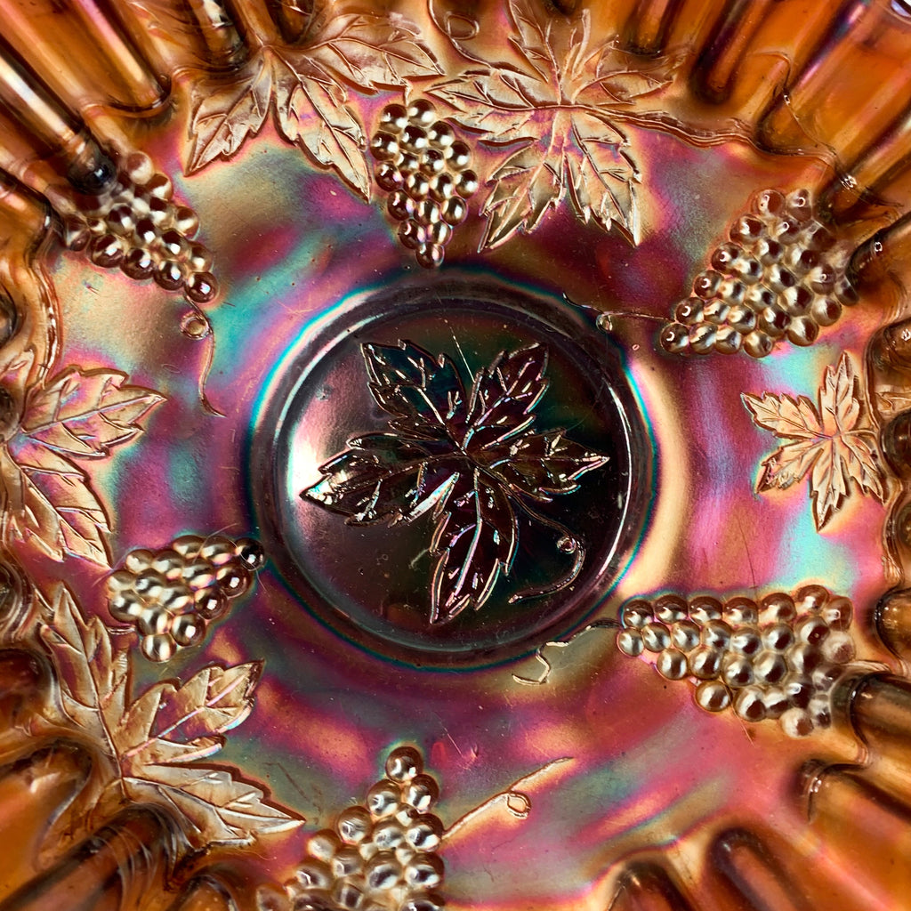 Vintage Carnival Ruffled Rim Glass Bowl