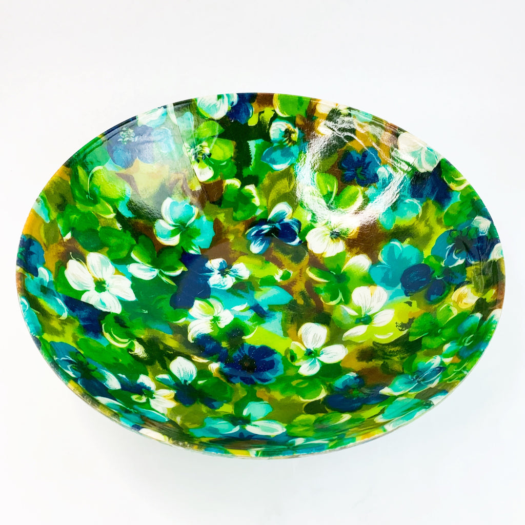 Vintage Fiberglass Mid Century Modern Floral Bowl