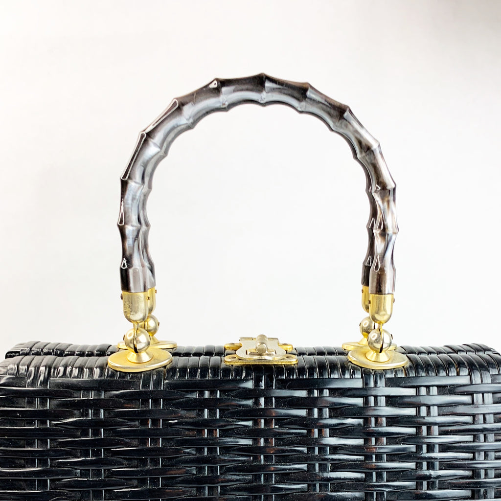 Vintage Woven Black Rattan Handbag Bag