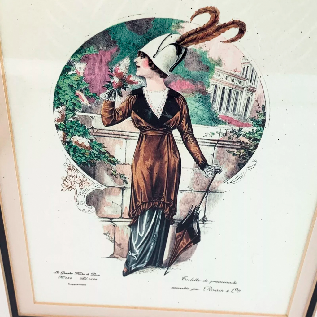 Vintage Paris Women Fashion No.136 Supplement Print Wall Glass Framed Art