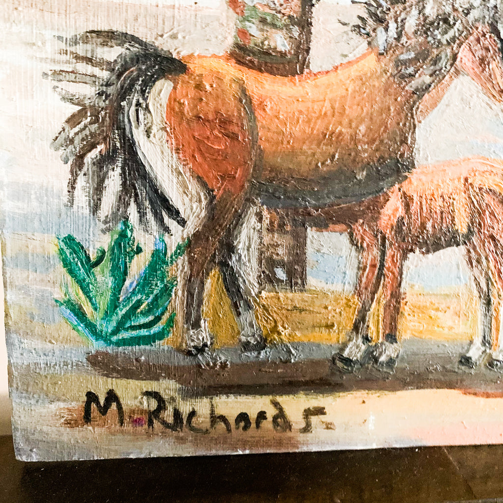 The Indian Encampment Signed Oil On Canvas Art