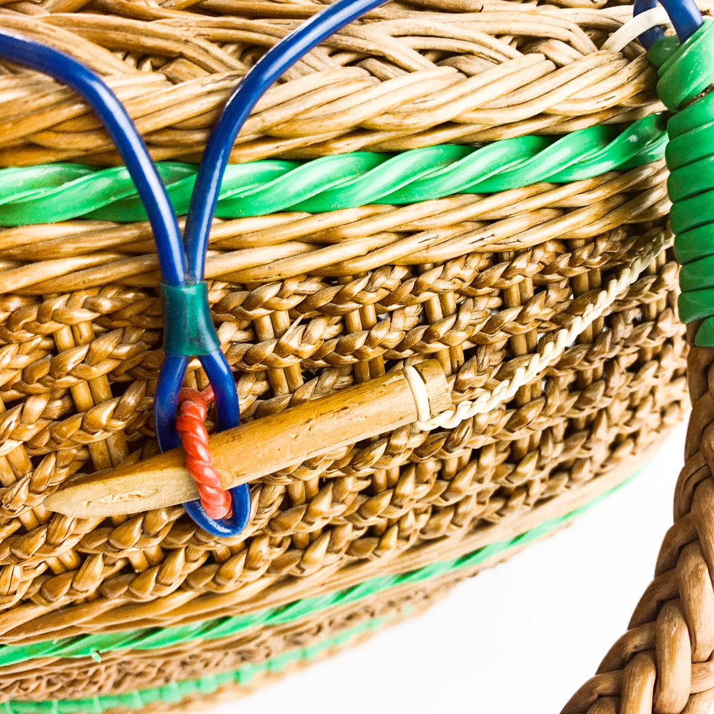 Vintage Wicker Straw Rattan Woven Basket Purse Bag