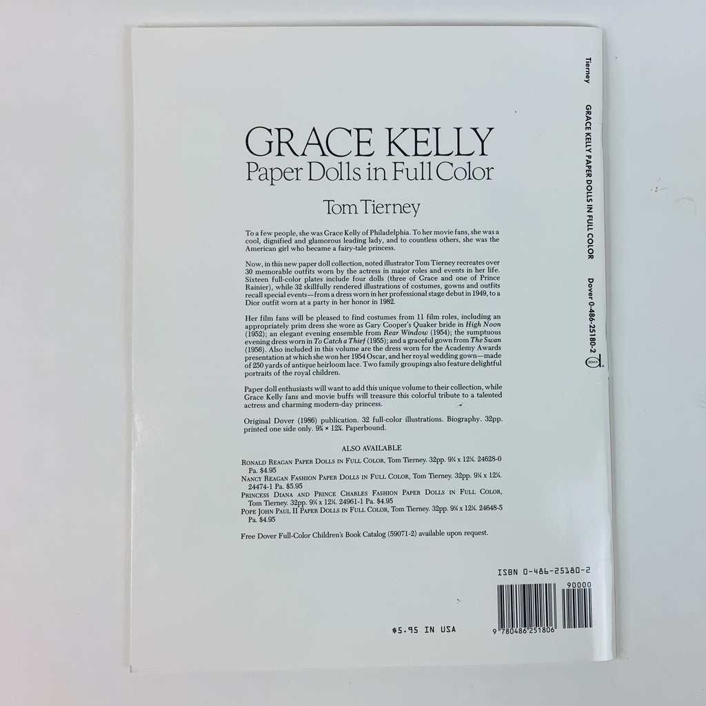 Grace Kelly Paper Dolls Book Tom Tierney Dover USA 1986