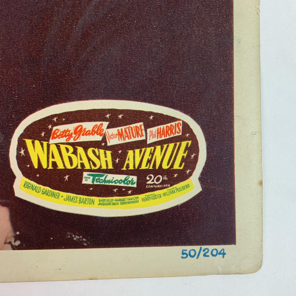 Wabash Avenue 1950 Technicolor Betty Grable James Barton 11X14 Lobby Card