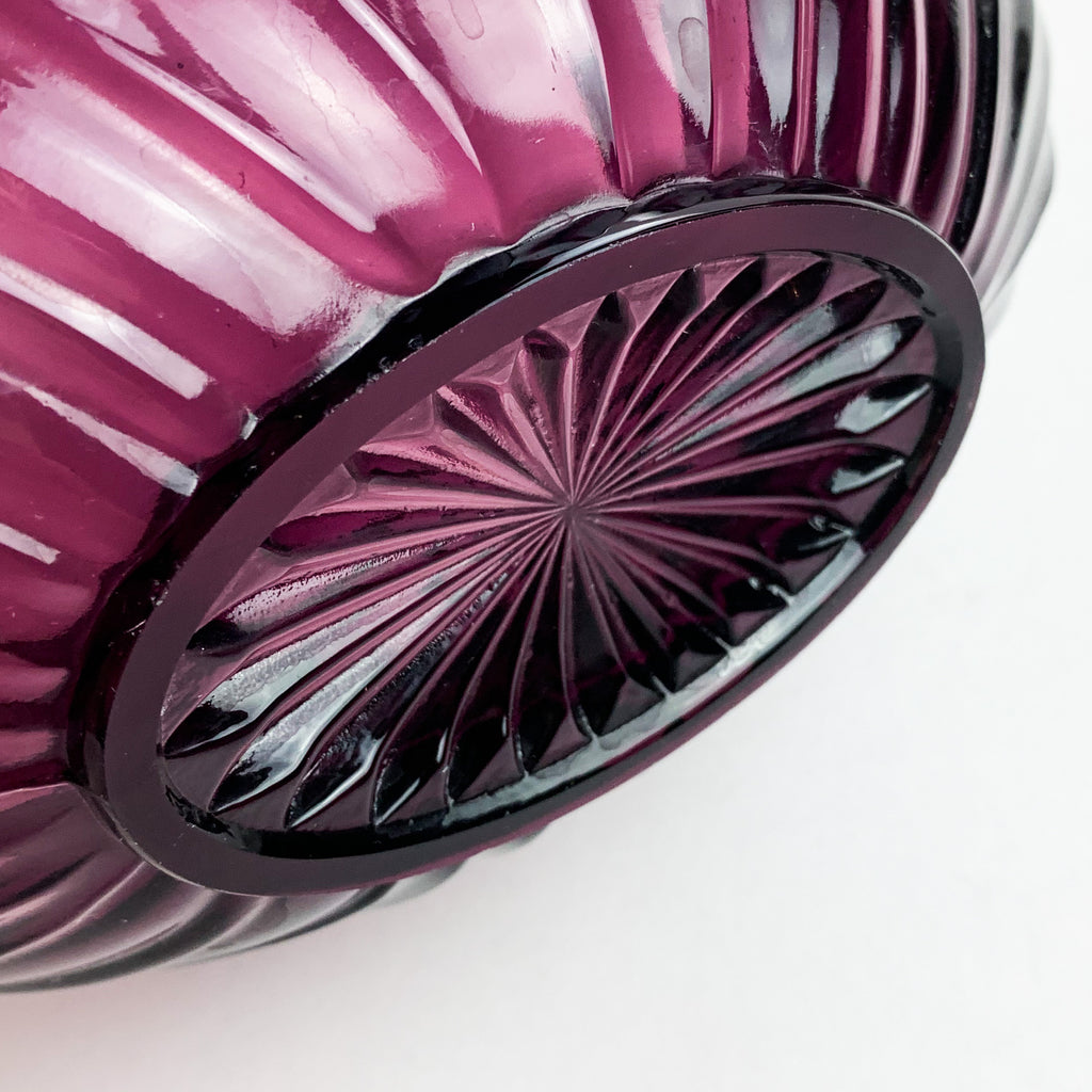 Vintage Plum Purple Heavy Glass Bowl