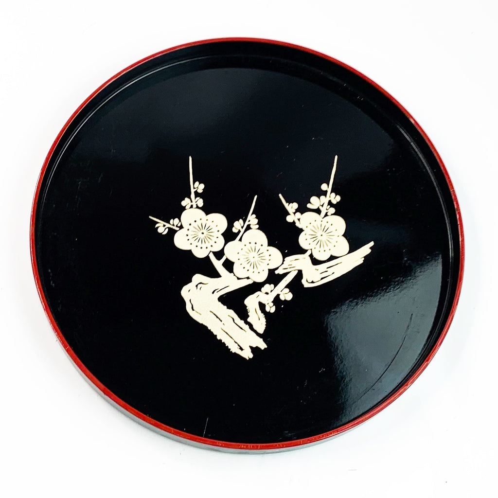 Vintage Japanese Red Black Lacquer Plate Trays