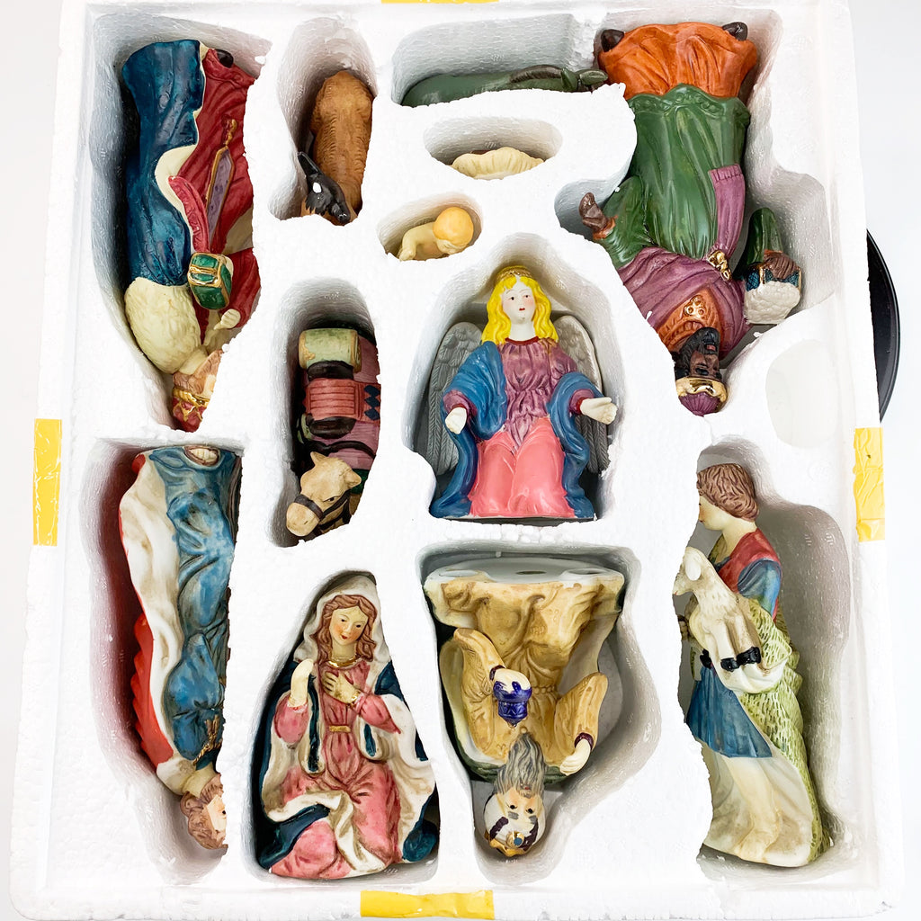 Home for the Holidays Christmas 12 Piece Hand Painted Porcelain Nativity Set