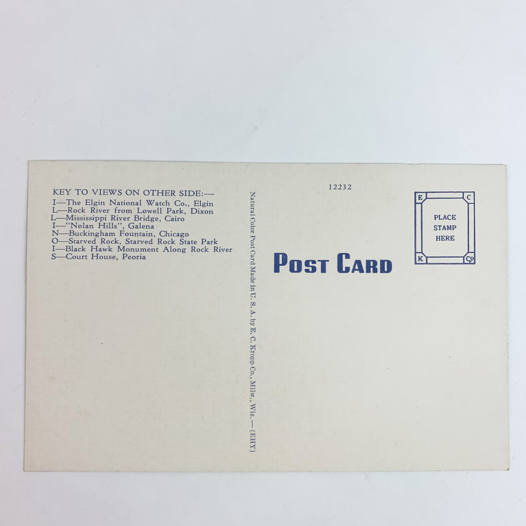 Greetings from Illinois Large Letters Landmark Postcard