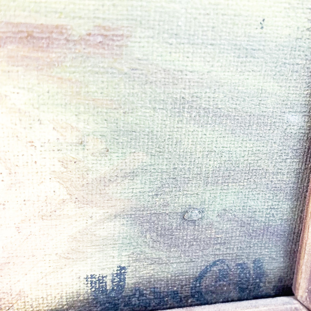 Antique Oil on Canvas Windmill Landscape Signed